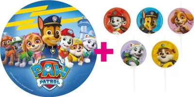 Produktbild von 2er Set Paw Patrol Tortenaufleger & Kerzen Geburtstag