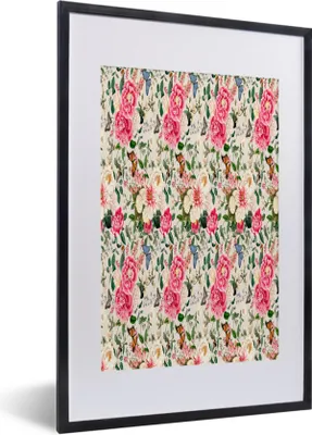 Produktbild von MuchoWow® MuchoWow® Gerahmtes Poster Blumen - Farben - Schmetterling 40x60 cm - Poster mit zchwarzem Bilderrahmen - Poster in Rahmen