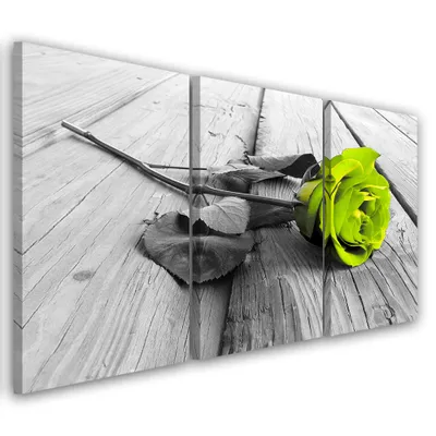 Produktbild von Triptychon auf leinwand grüne blumen 120x80 cm Feeby grün wandbild bereit zum aufhängen