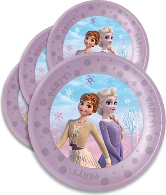 Image de Teller Wiederverwendbarer Frozen 21cm 4 Stück (Geschirr und Besteck - Party)