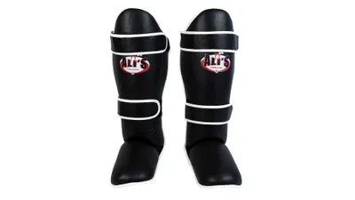 Produktbild von Ali’s Fightgear SHIN PRO Schienbeinschoner – Schwarz – Größe L – Für Kickboxen, Muay Thai & Kampfsport – Optimale Sicherheit & Komfort