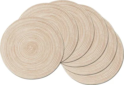 Produktbild von 6er-Set runde, geflochtene Platzsets, waschbare runde Platzsets für den Küchentisch, 15 Zoll Durchmesser