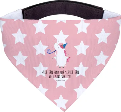 Produktbild von Mr. & Mrs. Panda Hundehalstuch Einhorn Party - Rot Pastell - Geschenk, Tuch, Glitzer, Club, Halstuch Für Hunde, Hund, Geburtstag, Einhörner, Unicorn, Disco