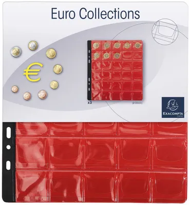 Image de Exacompta : pochettes à pièces de 30 mm, lot de 3, 30 compartiments, 24,5 x 25 cm