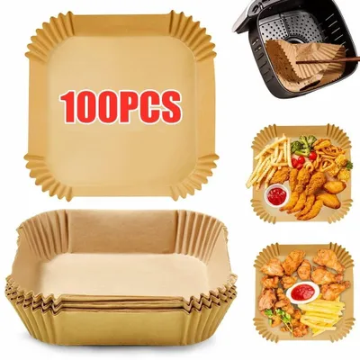 Produktbild von Backpapier Für Heißluftfritteuse 100 Stück Bpa-Frei, 20x16x4,5cm, Airfryer Liner