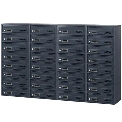 Produktbild von 32-fach Briefkastenanlage Anthrazit Ral 7016, 25 cm Tiefe, 32er Wandmontage Postkasten