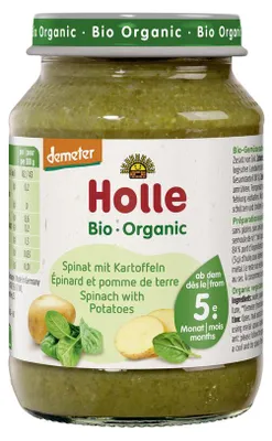 SZPINAK Z ZIEMNIAKIEM BEZ DODATKU CUKRÓW BEZGLUTENOWY OD 5 MIESIĄCA DEMETER BIO 190 g (SŁOIK) - HOLLE