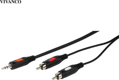 Produktbild von ViVanco™46/04 100, 2 x RCA, Männlich, 3.5mm, Männlich, 10 m, Schwarz