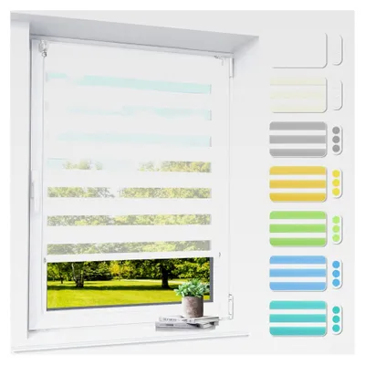 Produktbild von Doppelrollo klemmfix ohne Bohren & mit, 95 x 120 cm (BxH) Weiß, 3-in-1 Rollos für Fenster Tür, Fensterrollo innen lichtdurchlässig verdunkelnd, Klemmrollo Rollo Sonnenschutz Sichtschutz