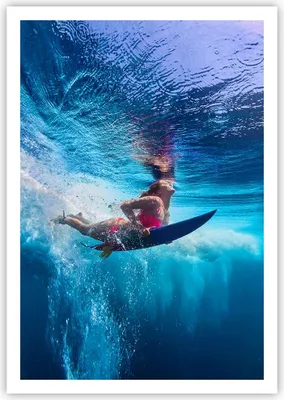 Produktbild von Poster - Poster ohne Rahmen - Surfen Frau Unterwasser - 70x100 cm - Wand Bild - Wanddeko - Wandbilder - Kunstposter - Wandposter - Bilder - Kunstdruck - Wanddekoration - Wandbild - P2XPA70x100-4274