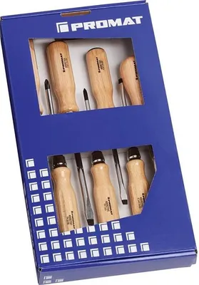 Produktbild von Schraubendrehersatz 7-tlg.Schlitz/PH/Aufreiber Holzgr. Rundklinge m.6-Kt-Ansatz