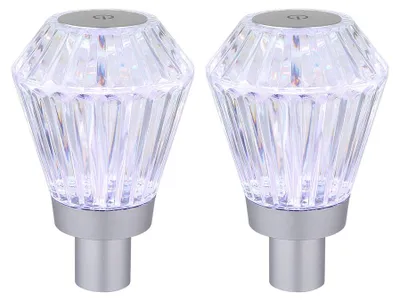 Produktbild von 2x RGB LED Flaschenaufsatz, Kristall, Touch, Akku, silber