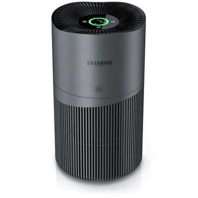 Produktbild von Brandson Luftreiniger mit HEPA-13-Filter und Aktivkohle, CADR 402 m³ pro Stunde, für Räume bis 90 m², WLAN-App, PM2,5-Anzeige, Schlafmodus, Raumluftreiniger, 1 Stück, grau