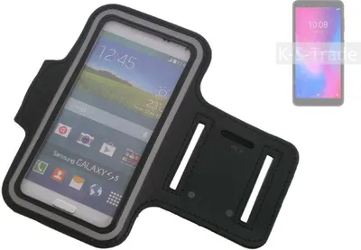 Produktbild von Kompatibel mit ZTE Blade A3 2020 Neopren Jogging Armband Sportarmband Oberarmband schwarz kompatibel mit ZTE Blade A3 2020 mit Reflektor Streifen.