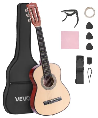 Obrázok produktu pre VEVOR klasická gitara, 780 mm, štartovacia sada klasickej gitary pre začiatočníkov, s nylonovými strunami, gig bagom, popruhom, ladičkou, prídavnými strunami, trsátkami, kapodastrom, basové drevo, pre začiatočníkov, príroda