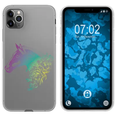 Produktbild von PhoneNatic Case kompatibel mit Apple iPhone 11 Pro Silikon-Hülle Floral Pferd M5-4