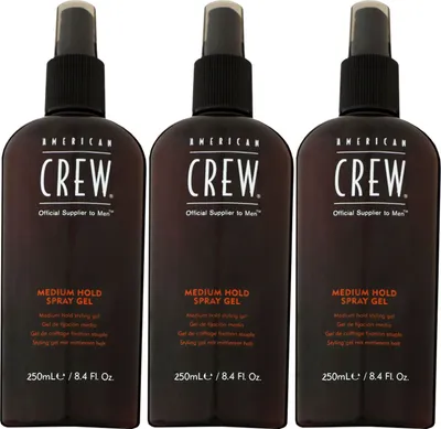 Produktbild von American Crew Medium Hold Spray Gel 3 x 250 ml Gel Spray mittlerer Halt Styling Gel Set