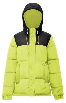 Produktbild von Jika damen wattierte steppjacke - saure limette schwarz, XXL