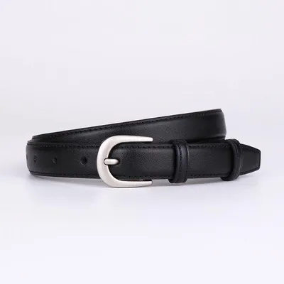 Immagine prodotto di Cinture in pelle nera per uomo e donna, cinture regolabili con robusto velcro, cinture sottili per jeans e pantaloni