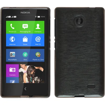 Produktbild von PhoneNatic Case kompatibel mit Nokia X / X+ - silber Silikon Hülle brushed + 2 Schutzfolien