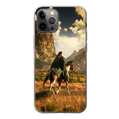 Produktbild von MuchoWow® Handyhülle Schutzhülle Hülle für iPhone 13 Pro Pferd - Reiter - Natur Silikon Softcase Handy Hülle - Handy-Tasche