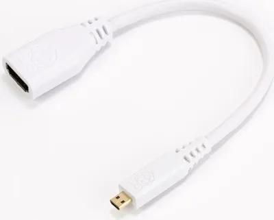 Produktbild von offizielles Raspberry Pi Micro HDMI Adapterkabel D-Stecker - A-Buchse, weiß, 235mm