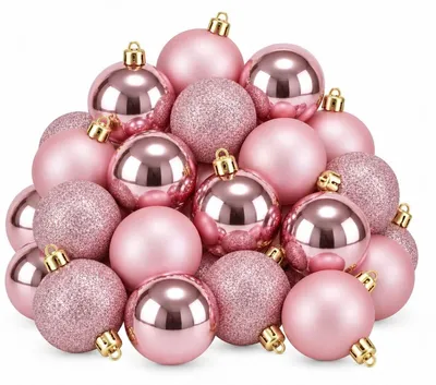 Obrázok produktu pre Vianočné ozdoby Mica Decorations, ružové, 27 kusov – Odolné vianočné gule z recyklovaného polystyrénu – priemer 8 cm, vhodné na vianočný stromček – lesklé, matné a s trblietkami – farba: ružová