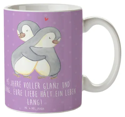 Produktbild von Mr. & Mrs. Panda Tasse 45. Hochzeitstag Messinghochzeit - Lavendeltraum - Geschenk, handgefertigt, Meilenstein, Geschenke, kaffeebecher keramik, Jubiläumssprüche, Heirat