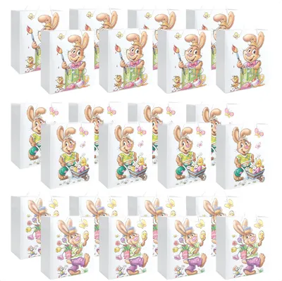 Produktbild von com-four® 24x Ostertasche mit Motiv - Ostertüte für Geschenke und Ostereier