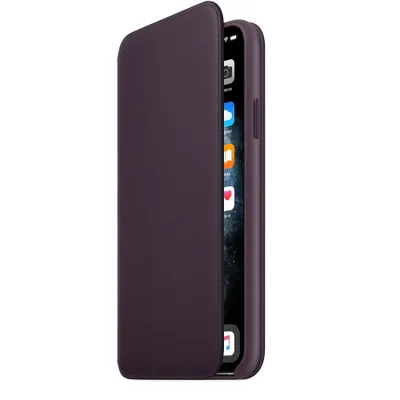 Zdjęcie produktu dla Etui Apple Leather Folio Bookcase do telefonu Apple iPhone 11 Pro Max – kolor bakłażanowy