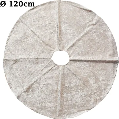 Produktbild von Kuschlige Christbaumdecke Rund Ø 120cm Weihnachtsbaumdecke Weihnachtsbaum Decke Tannenbaum Unterlage, Farbe:Beige / Ornamente
