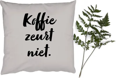 Produktbild von MuchoWow® Zierkissen Sofakissen Wohnzimmer Dekokissen 50x50 cm Taupe - Zitat - Kaffee tut nicht weh - Komfort - Sofakissen