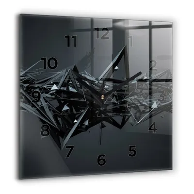 Obrázok produktu pre Wallfluent Hodiny - Sklenené Nástenné Hodiny - Tichý Quartz Strojček - Nástenná Dekorácia Spálňa Kuchyň - Čierna Ruky - 60x60 cm - Čierna abstrakcia