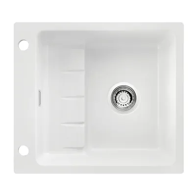 Produktbild von NABER 1091015 Einbauspüle flächenbündig PickUP F mit Premium-Drehexzentergarnitur, ab 600 mm Schrankbreite, Keramik, Weiß matt