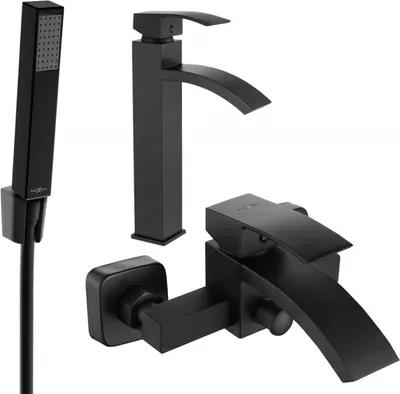 Produktbild von Mexen Libra R77 Badewannenset, Schwarz - 745113R77-70