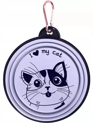Obrázek produktu pro Składana miska silikonowa fioletowa dla kota I love my cat