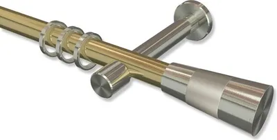 Produktbild von Interdeco Gardinenstange, Vorhangstange Messing-Optik / Edelstahl-Optik Modell Prestige Tanara, 20 mm Ø 1-läufig, 220 cm