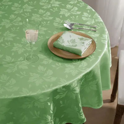 Obrázek produktu pro Kulatá ubrus, průměr 140 cm, omyvatelná, světle zelená, žakárová, vodoodpudivá