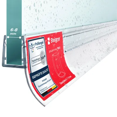 Produktbild von STEIGNER Duschtürdichtung UK12 70 cm (1 Stk.) Transparent - Dichtung gerade für Eckeinstieg Dusche oder Fünfeckdusche mit Duschtür 6-8 mm - Schutz gegen Auslaufen, Perfekte Passform, Einfache Montage