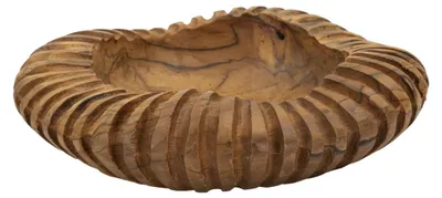Produktbild von Geris Dekoschale aus recyceltem, geschnitztem Teakholz Ø 29x7 cm — Unikat