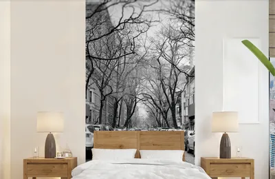 Produktbild von Fotobehang - Schwarz-Weiß - Autoaufnahme in New York - 120 cm breit x 240 cm hoch - Schwarzweiß - Wandtapete