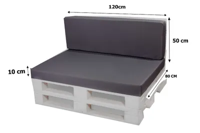 Produktbild von Palettenkissen-Set 120×80 x 120×50 cm Anthrazit – Sitz- und Rückenkissen für Palettensofa, mit abnehmbarem Bezug, gemütliche Gartenlounge