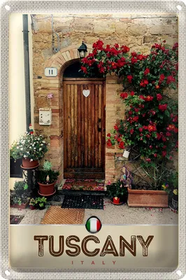 Produktbild von Blechschild Reise 18x12cm Toskana Italien Haustür Blumen Schild