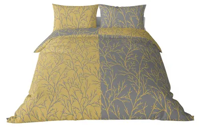 Produktbild von Brielle Mako Satin Wendebettwäsche Set 100 % Baumwolle\/Fadenzahl 220 mit Reißverschluss 3-teilig Deckenbezug 200 x 220 cm Kissenbezug 2*60 x 70 cm GelbGrau