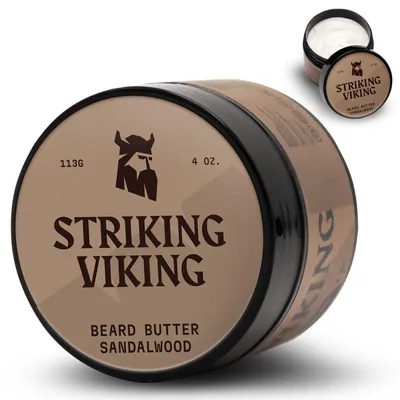 Produktbild von Striking Viking Bartbutter für die Bartpflege, Leave-in-Bartcreme für Männer mit Sheabutter und Jojobaöl, 113 g, Sandalwood