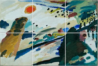 Produktbild von Legendarte - Multipanel Bilder Romantische Landschaft - Wassily Kandinsky cm. 100x150 (6 Stück)