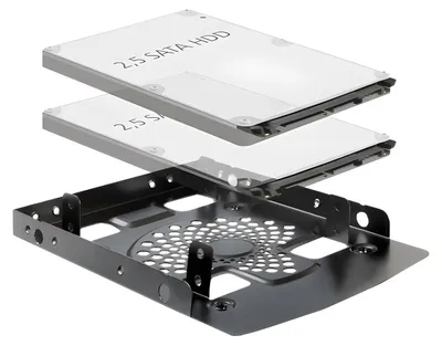 Produktbild von Delock Installation frame 3.5" > 2 x 2.5" HDD - Laufwerksschachtadapter - 3,5" auf 2,5" (8.9 cm to 6.4 cm) - Schwarz