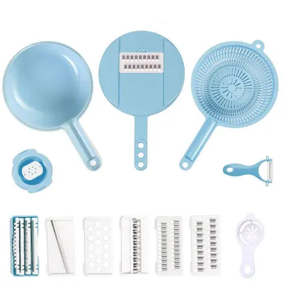 Imagen del producto de Juego de utensilios de cocina eficiente: juego de 12 piezas multifuncional para cortar verduras, color azul
