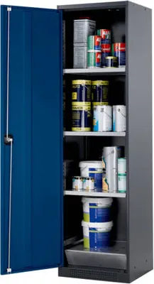 Produktbild von Chemikalienschrank - Flügeltür, resedagrün - Türanschlag rechts - 3 Fachböden - 1.950 x 545 x 520 mm - Stahl, verzinkt