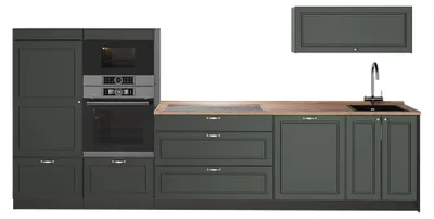 Image de Cuisine Vicco Fame-Line Vert Or Campagne/Anthracite 340cm, PT Chêne, Model 64486
